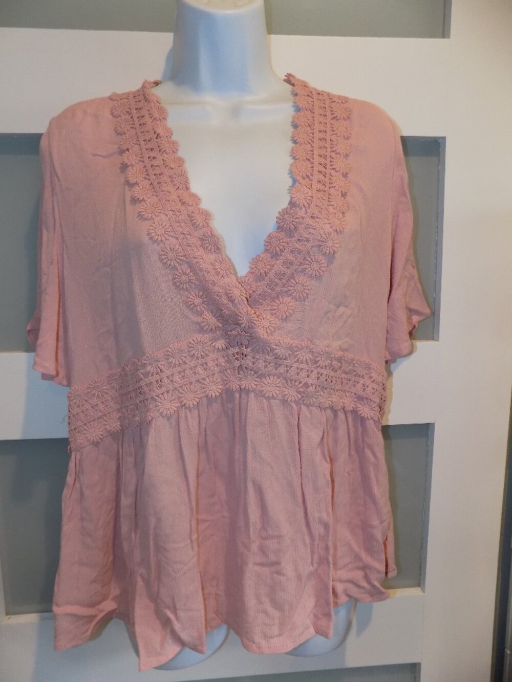 True Craft Dusty Rose Boho-Style Peasant Blouse Size XL Women's